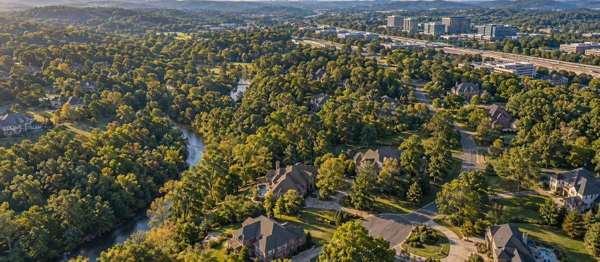 Aerial view of Brentwood, TN