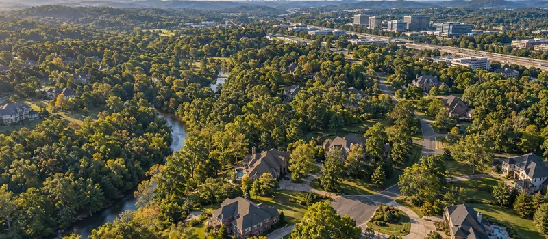 Aerial view of Brentwood, TN